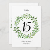 Waterverf Greenery Groene krans Tafelnummers (Voorkant / Achterkant)