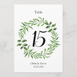 Waterverf Greenery Groene krans Tafelnummers