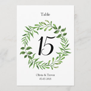 Waterverf Greenery Groene krans Tafelnummers