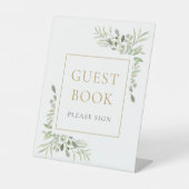 Waterverf Greenery Guest Book Reclamebord Met Voetstuk (Voorkant)