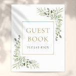 Waterverf Greenery Guest Book Sign Poster<br><div class="desc">Dit elegante greenery gastenboek is perfect voor alle feestelijkheden. Ontworpen door: Thisnotme©</div>