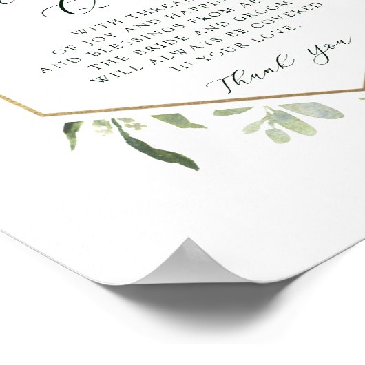 Waterverf Greenery Hexagon Wedding Guest Quilt Poster (Hoek)