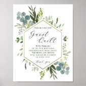 Waterverf Greenery Hexagon Wedding Guest Quilt Poster (Voorkant)
