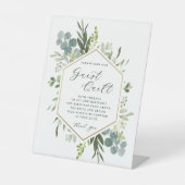 Waterverf Greenery Hexagon Wedding Guest Quilt Reclamebord Met Voetstuk (Voorkant)