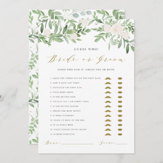 Waterverf Greenery Hij zei dat ze spel Kaart zei (Voorkant / Achterkant)