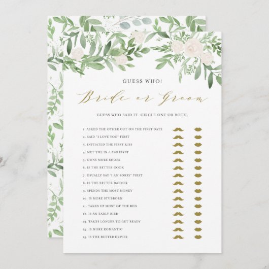 Waterverf Greenery Hij zei dat ze spel Kaart zei (Voorkant / Achterkant)