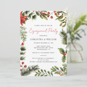 Waterverf Greenery Holiday Engagement Party Kaart (Staand voorkant)