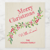 Waterverf Greenery Holiday Wijn Etiket (Enkel label)