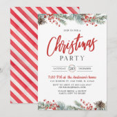 Waterverf Greenery Holly Berry Kerstparty Kaart (Voorkant / Achterkant)