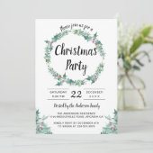 Waterverf Greenery Holly Wreath kerstparty Kaart (Staand voorkant)