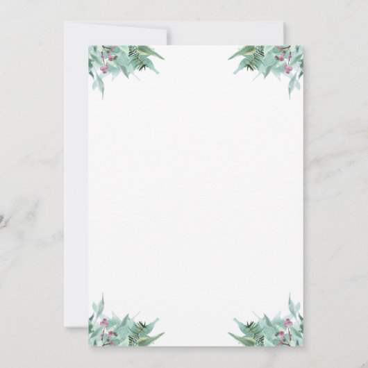 Waterverf Greenery Holly Wreath kerstparty Kaart (Achterkant)