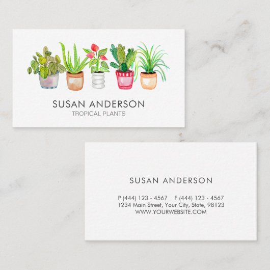 Waterverf Greenery Houseplant Nursery Visitekaartje (Voorkant / Achterkant)
