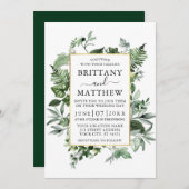 Waterverf Greenery Ivy Ferns Sage Gold Wedding Kaart (Voorkant / Achterkant)