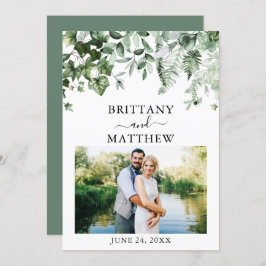 Waterverf Greenery Ivy Ferns Sage Green Save The Date