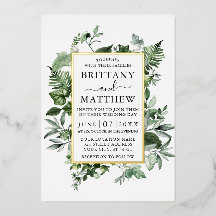 Waterverf Greenery Ivy Ferns Sage Wedding Gold
