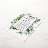 Waterverf Greenery Ivy Ferns Sage Wedding Gold Folie Uitnodiging (Gedraaid)
