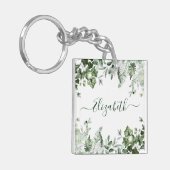 Waterverf Greenery Ivy Sage Ferns Acryl Sleutelhanger (Voorkant Links)