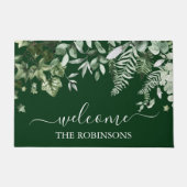 Waterverf Greenery Ivy Sage Ferns Familienaam Deurmat (Voorkant)