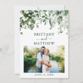 Waterverf Greenery Ivy Sage Foto Save The Date (Voorkant)