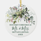 Waterverf Greenery kerstbessen PHOTO BACK Keramisch Ornament (Voorkant)