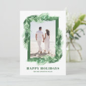 Waterverf Greenery kerstfoto Feestdagenkaart (Staand voorkant)