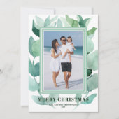 Waterverf Greenery kerstfoto Feestdagenkaart (Voorkant)