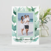 Waterverf Greenery kerstfoto Feestdagenkaart (Staand voorkant)