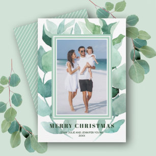 Waterverf Greenery kerstfoto Feestdagenkaart