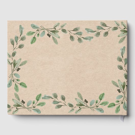 Waterverf Greenery | Kraft look bruiloft Gastenboek (Achterkant)
