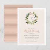 Waterverf Greenery Krans Blush Vrijgezellenfeest Uitnodiging Briefkaart (Voorkant / Achterkant)