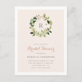 Waterverf Greenery Krans Blush Vrijgezellenfeest Uitnodiging Briefkaart (Voorkant)