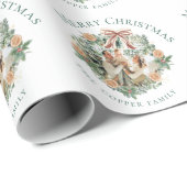 Waterverf Greenery Krans Foto Kerst Cadeaupapier (Rol Hoek)