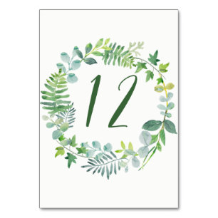 Waterverf Greenery Krans Tafel Aantal Kaarten