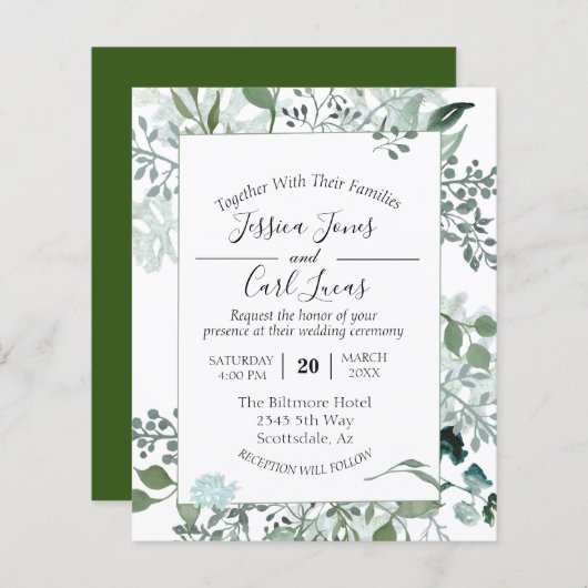 Waterverf Greenery laat botanisch Lijst (Voorkant / Achterkant)