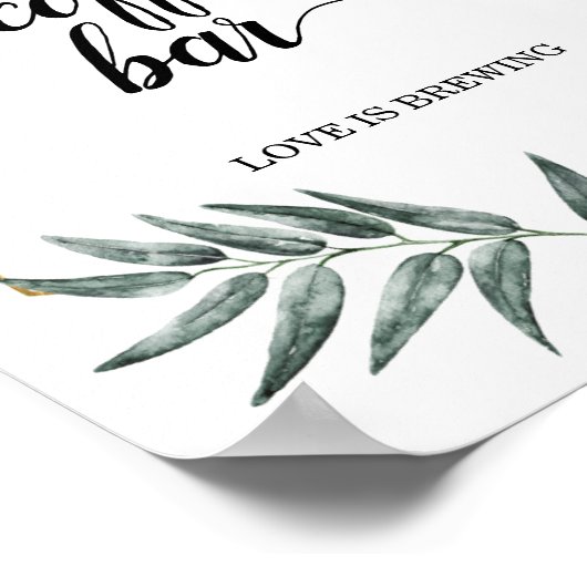 Waterverf Greenery laat cafeborden achter Poster (Hoek)