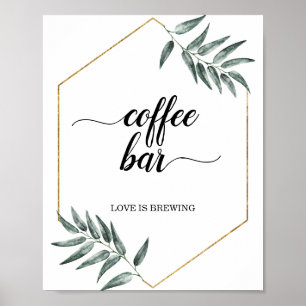 Waterverf Greenery laat cafeborden achter Poster
