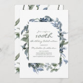 Waterverf Greenery laat de 100e verjaardag van de  Kaart (Voorkant / Achterkant)