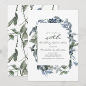 Waterverf Greenery laat de 40ste verjaardag van de Kaart (Voorkant / Achterkant)