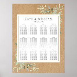 Waterverf Greenery laat een weddenschapskaart acht Poster