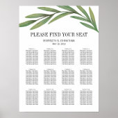 Waterverf Greenery laat een weddenschapskaart acht Poster (Voorkant)