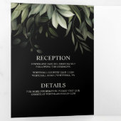 Waterverf Greenery laat olievlek in Black Drieluik Uitnodiging (Binnenzijde eerst)