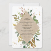 Waterverf Greenery Leaf Kraft Lijst & Gold Kaart (Voorkant)