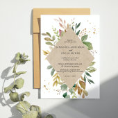 Waterverf Greenery Leaf Kraft Lijst & Gold Kaart