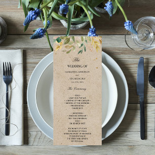 Waterverf Greenery Leaf Kraft Lijst & Gold Menu