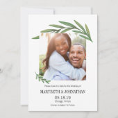 Waterverf Greenery Leaf Save the Date Photo Card (Voorkant)