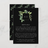 Waterverf Greenery Leaf Wreath Black behuizing RSVP Kaartje (Voorkant / Achterkant)