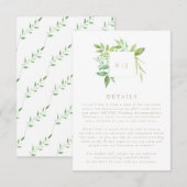 Waterverf Greenery Leaf Wreath Wedding Details RSVP Kaartje (Voorkant / Achterkant)