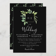 Waterverf Greenery Leaf Wreath Wedding Invitation