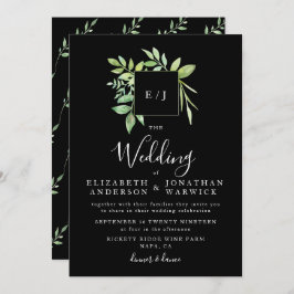 Waterverf Greenery Leaf Wreath Wedding Invitation Kaart