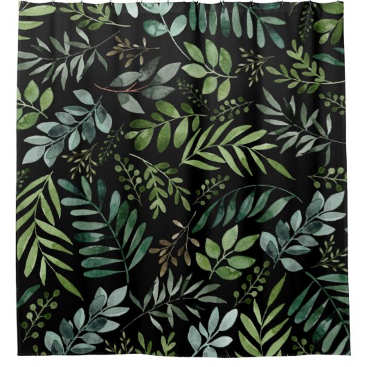 Waterverf Greenery Leaves Douchegordijn (Voorkant)